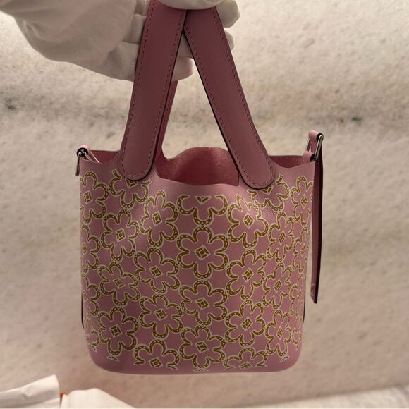 Hermes Micro Lucky daisy Mauve Sylvestre Picotin NWT - Picture 1 of 2